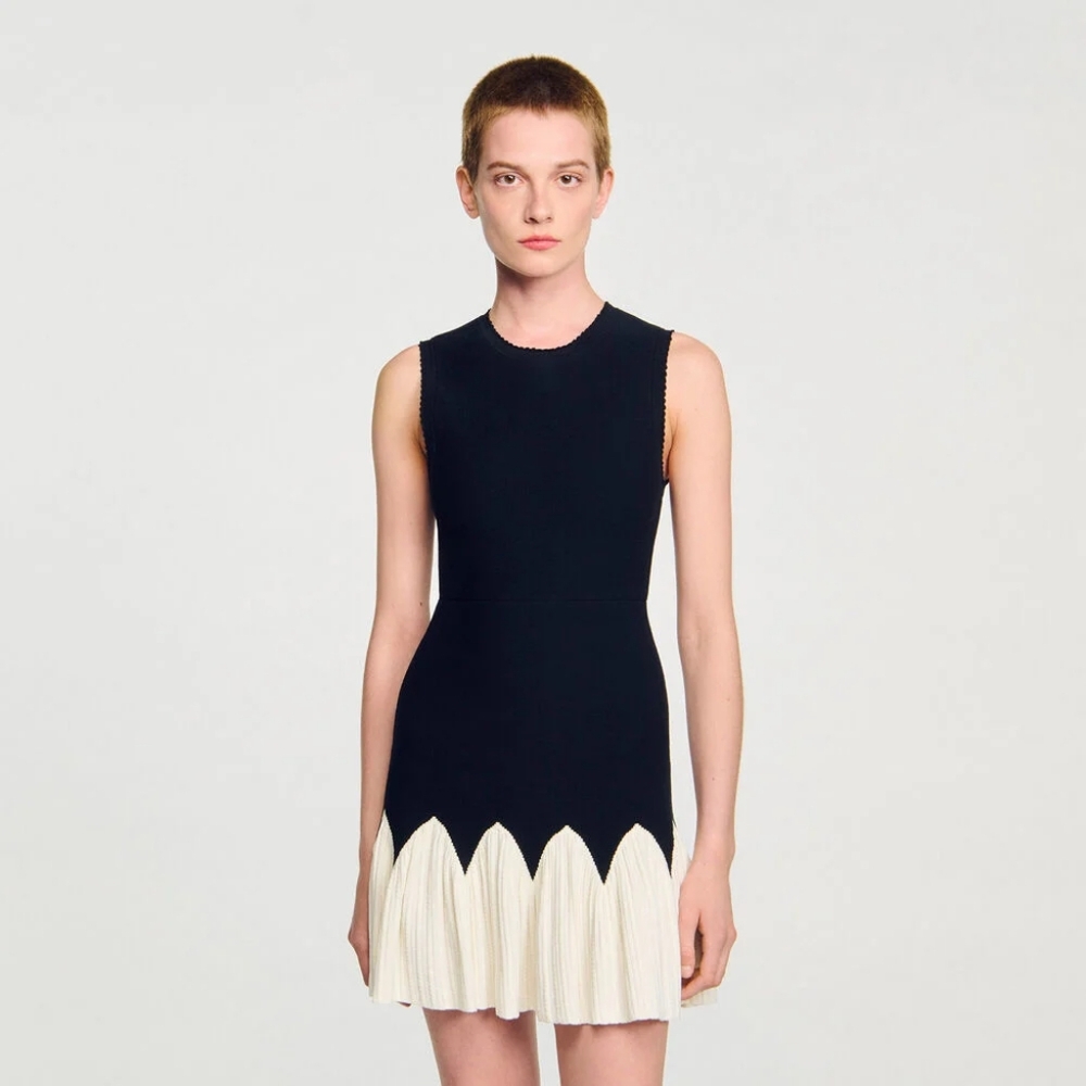 Sandro Two-tone mini knit dress - Picture 3 of 13